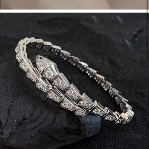 Serpenti Snake Crystal Silver Cuff Bracelet brand